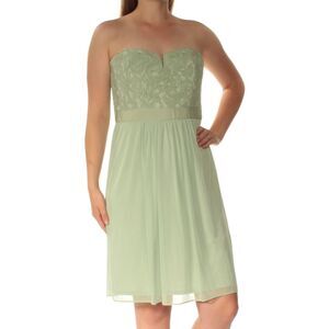 ADRIANNA PAPELL Womens Green Sleeveless Knee Length Shift Evening Dress 10